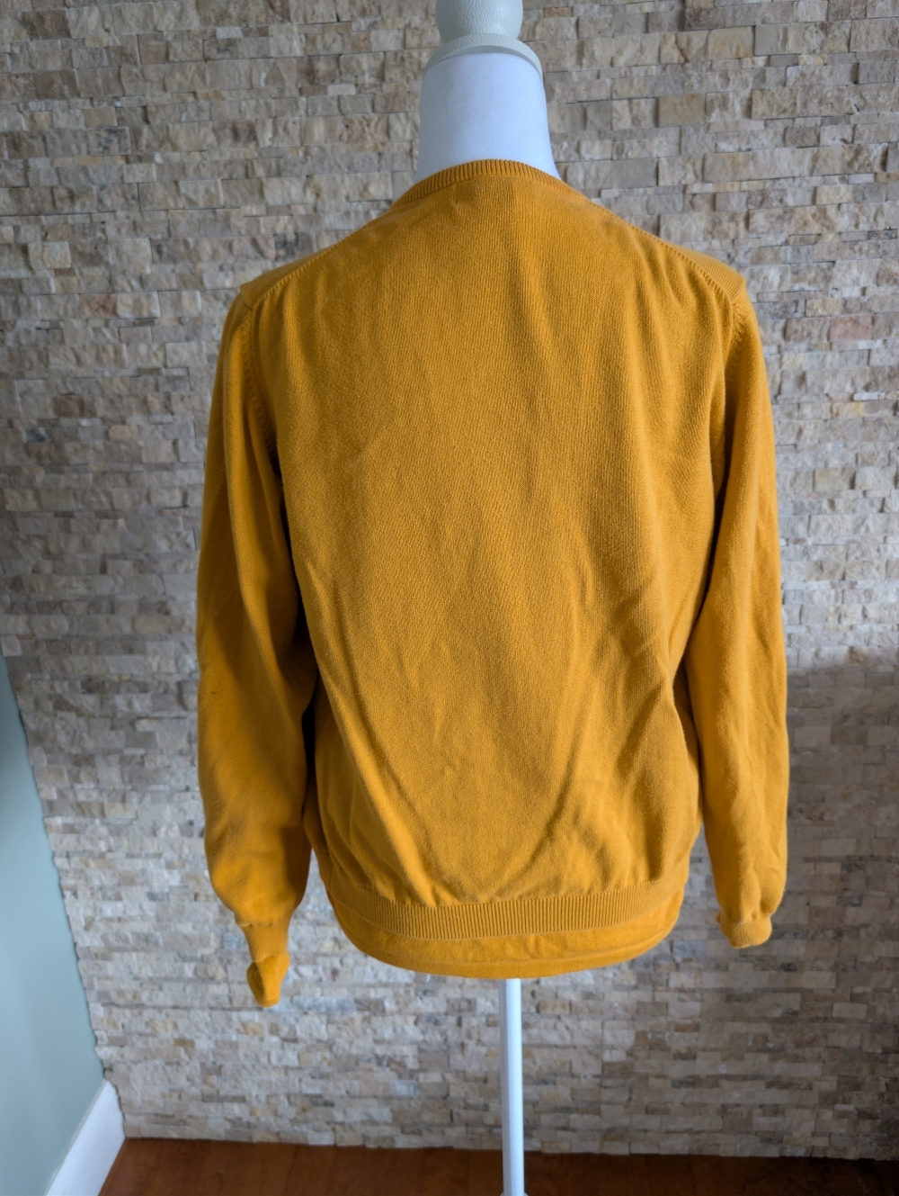 Vintage 90s Land's End 100% Cotton Women's Cardigan Sweater 2 Pc Set Yellow Sz S - Picture 6 of 16